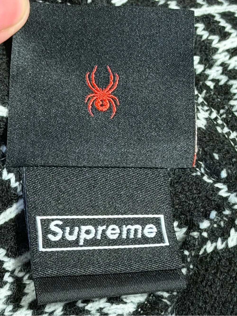 Supreme White & Black Spiderweb Knit Balaclava with Red Logo